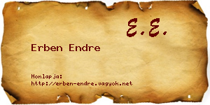Erben Endre névjegykártya